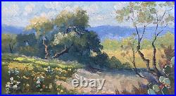 Vintage Original Miniature Oil Painting -Impressionist Landscape, Cactus -Signed