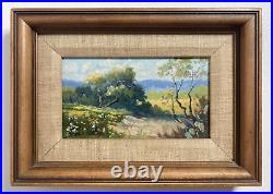 Vintage Original Miniature Oil Painting -Impressionist Landscape, Cactus -Signed
