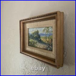 Vintage Original Miniature Oil Painting -Impressionist Landscape, Cactus -Signed