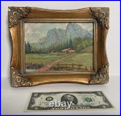 Vintage Original Miniature Oil Painting Impressionist Landscape -Signed, 1937