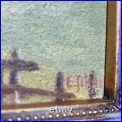 Vintage Original Miniature Oil Painting Impressionist Landscape -Signed, 1937