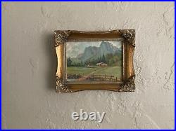 Vintage Original Miniature Oil Painting Impressionist Landscape -Signed, 1937