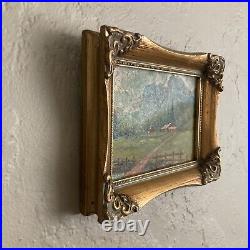 Vintage Original Miniature Oil Painting Impressionist Landscape -Signed, 1937