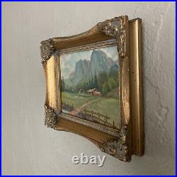 Vintage Original Miniature Oil Painting Impressionist Landscape -Signed, 1937