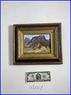 Vintage Original Miniature Oil Painting -Plein Air Southwest Landscape -Signed