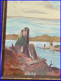 Vintage Original Nautical Maritime Oil Painting on Board Seascape signed dated