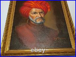 Vintage Original Oil Canvas Man's Profile Painting Artist Signed De Simone Rare