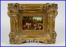 Vintage Original Oil On Board Painting Signed Ramirez Ornate Framed Pastoral