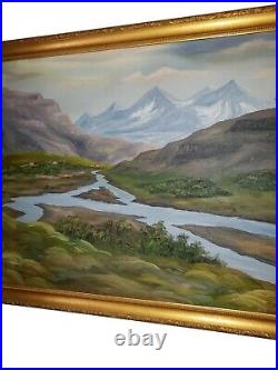 Vintage Original Oil On Canvas Painting Landscape Impressionist Large Signed