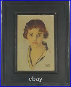 Vintage Original Oil Painting Art Deco Woman by Arthur Harris Listed