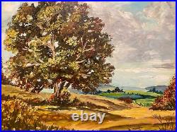 Vintage Original Oil Painting -California Landscape Oak Tree Meadow -Signed 70's