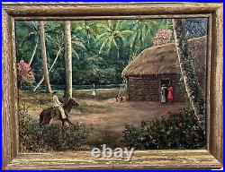 Vintage Original Oil Painting Cowboy Tropical Framed And Signed 12 x 16