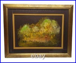 Vintage Original Oil Painting Deep Forest Impressionist Art Framed Signed