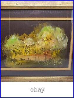 Vintage Original Oil Painting Deep Forest Impressionist Art Framed Signed