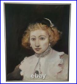 Vintage Original Oil Painting English Woman Portrait Museum Quality Large Signed
