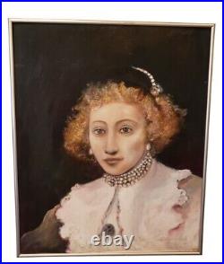Vintage Original Oil Painting English Woman Portrait Museum Quality Large Signed
