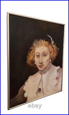 Vintage Original Oil Painting English Woman Portrait Museum Quality Large Signed