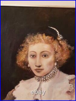 Vintage Original Oil Painting English Woman Portrait Museum Quality Large Signed