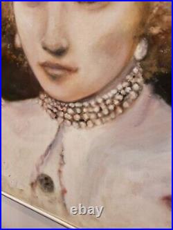 Vintage Original Oil Painting English Woman Portrait Museum Quality Large Signed