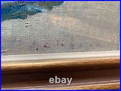 Vintage Original Oil Painting Impressionist Beach Rowboat Ocean View -Signed