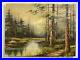 Vintage Original Oil Painting -Impressionist Forest Trees Landscape -Signed