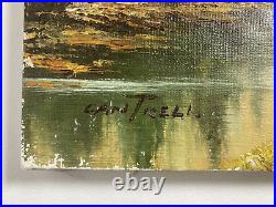Vintage Original Oil Painting -Impressionist Forest Trees Landscape -Signed