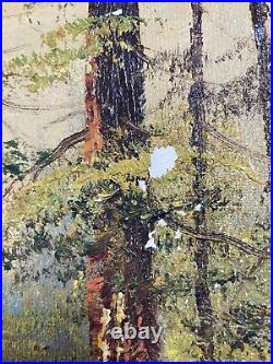 Vintage Original Oil Painting -Impressionist Forest Trees Landscape -Signed