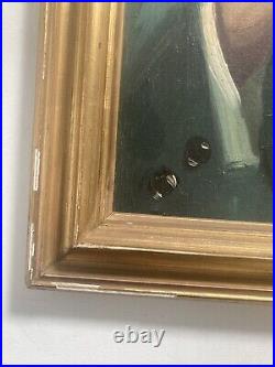 Vintage Original Oil Painting Impressionist Sailor Pipe Portrait -Signed 1957
