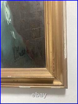 Vintage Original Oil Painting Impressionist Sailor Pipe Portrait -Signed 1957