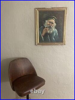 Vintage Original Oil Painting Impressionist Sailor Pipe Portrait -Signed 1957