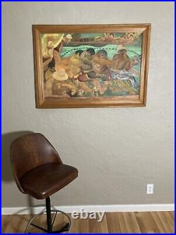 Vintage Original Oil Painting Impressionist Social Realist Strong Workers Signed