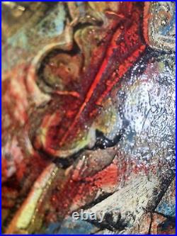 Vintage Original Oil Painting -MCM Women Painting Enamel Jeweled Finish -Signed