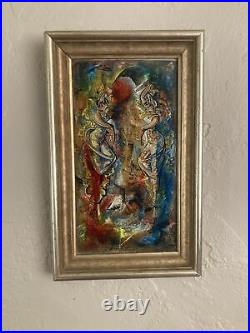 Vintage Original Oil Painting -MCM Women Painting Enamel Jeweled Finish -Signed