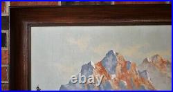 Vintage Original Oil Painting Mountain Landscape On Board Signed Framed