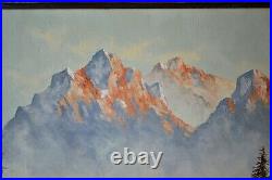 Vintage Original Oil Painting Mountain Landscape On Board Signed Framed