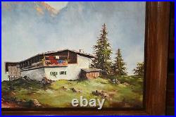 Vintage Original Oil Painting Mountain Landscape On Board Signed Framed