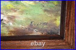 Vintage Original Oil Painting Mountain Landscape On Board Signed Framed