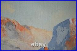 Vintage Original Oil Painting Mountain Landscape On Board Signed Framed