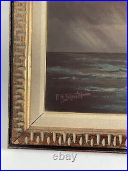 Vintage Original Oil Painting -Ocean Seascape. Storm Clouds California -Signed