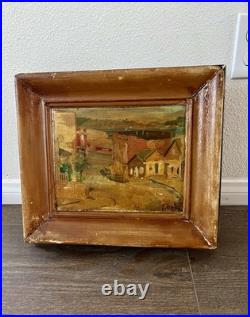 Vintage Original Oil Painting Of A City Landscape Signed Donley Wooden Frame