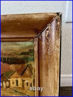 Vintage Original Oil Painting Of A City Landscape Signed Donley Wooden Frame