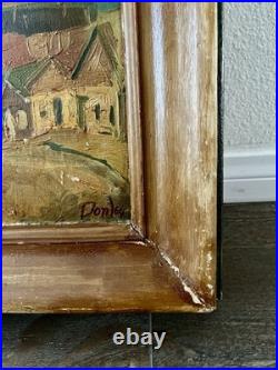 Vintage Original Oil Painting Of A City Landscape Signed Donley Wooden Frame