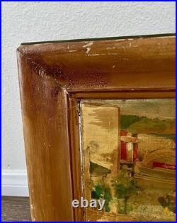 Vintage Original Oil Painting Of A City Landscape Signed Donley Wooden Frame