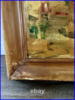 Vintage Original Oil Painting Of A City Landscape Signed Donley Wooden Frame