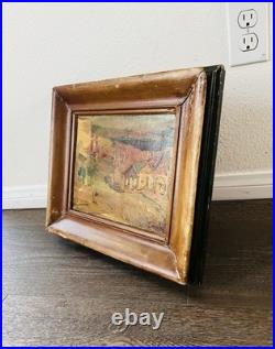 Vintage Original Oil Painting Of A City Landscape Signed Donley Wooden Frame