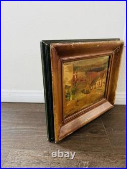 Vintage Original Oil Painting Of A City Landscape Signed Donley Wooden Frame