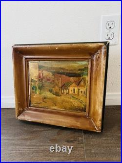 Vintage Original Oil Painting Of A City Landscape Signed Donley Wooden Frame