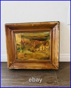 Vintage Original Oil Painting Of A City Landscape Signed Donley Wooden Frame