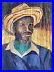 Vintage Original Oil Painting On Canvas Daper Black American 1940's -Signed