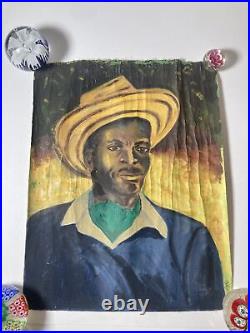 Vintage Original Oil Painting On Canvas Daper Black American 1940's -Signed